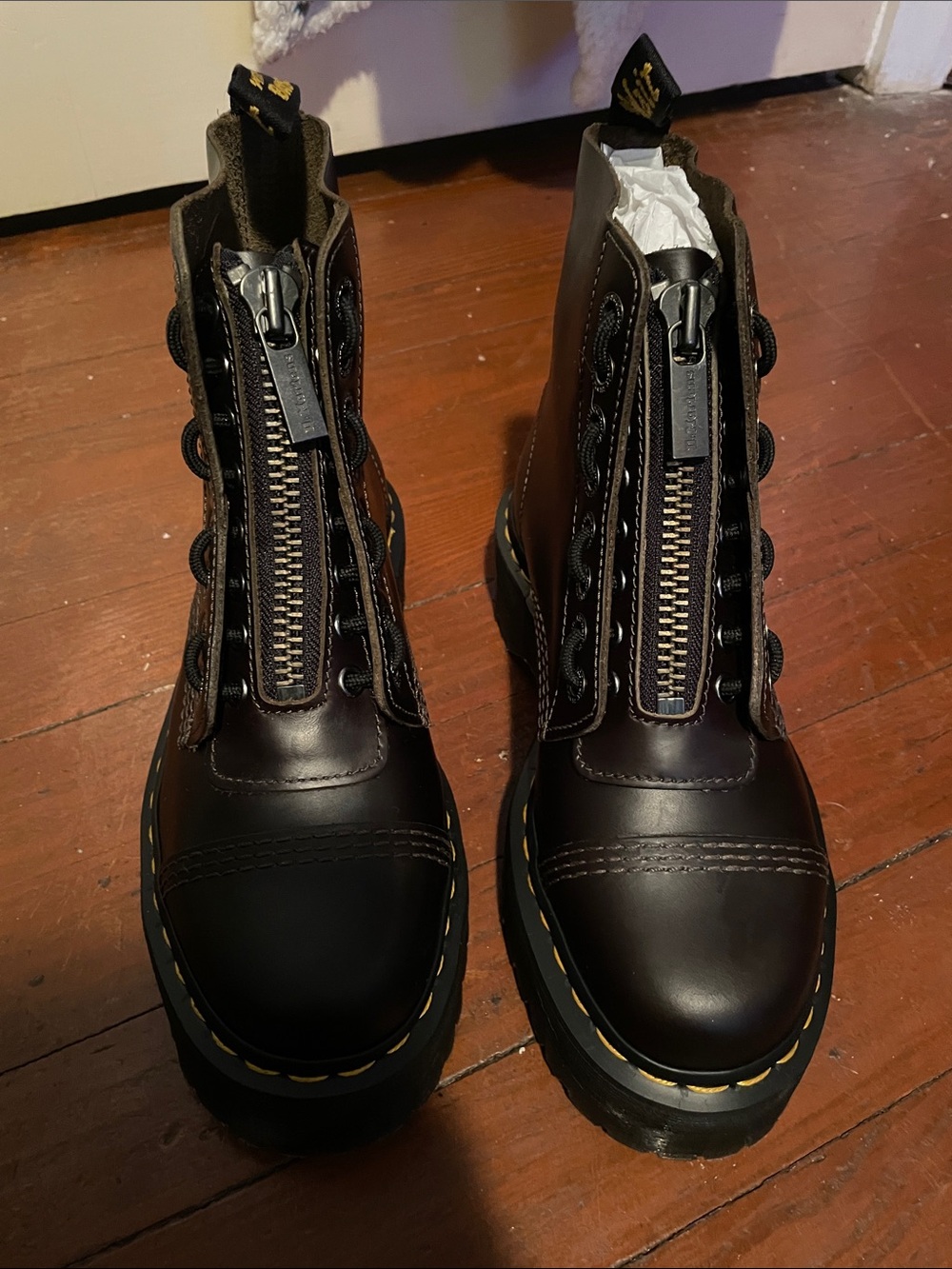 Dr. Martens Dark Brown Orleans Sinclair Leather Platform Boots size US 7 UK 5
